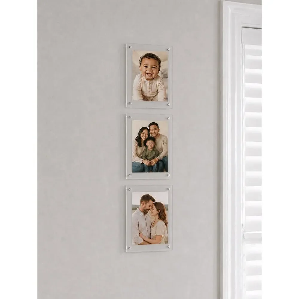 3 Pack 4x6 Magnetic Acrylic Picture Frames Clear Double Sided Tabletop